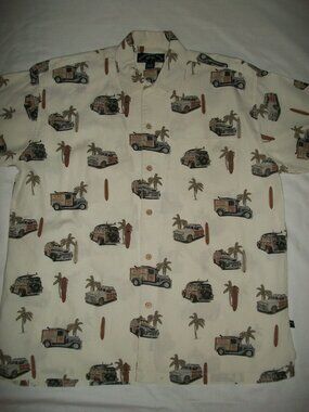 Newport Blue Woody Car Delivery Truck Island Brand Men's Hawaiian Shirt Medium